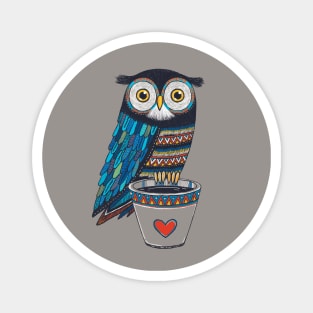 Cute owl illustration in hand drawn style Magnet